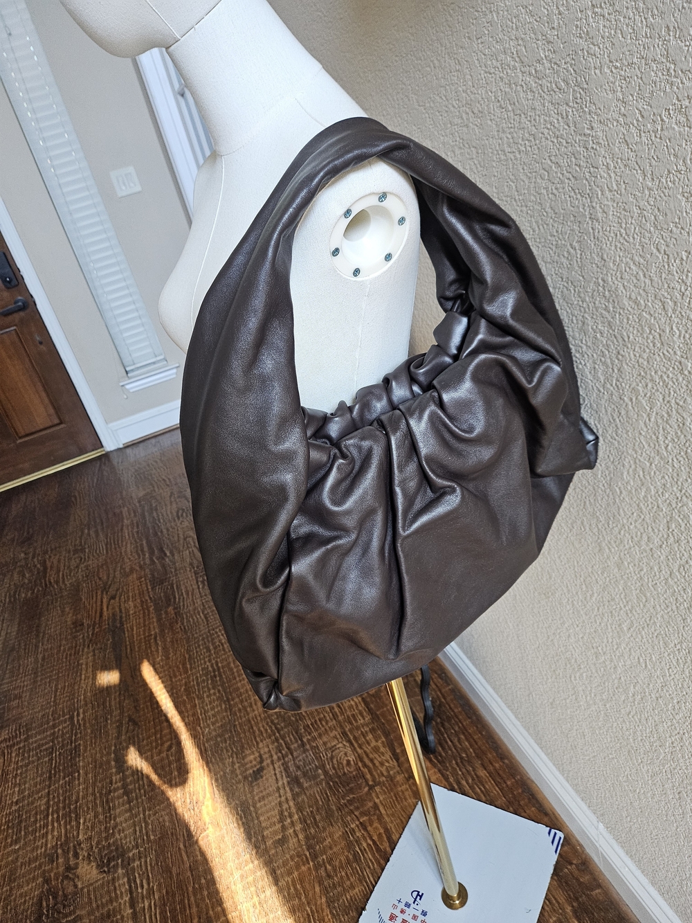 Bottega Veneta Dark Brown Gathered Shoulder Hobo